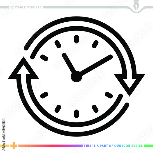 Line icon for daylight saving time illustrations with editable strokes. This vector graphic has customizable stroke width.