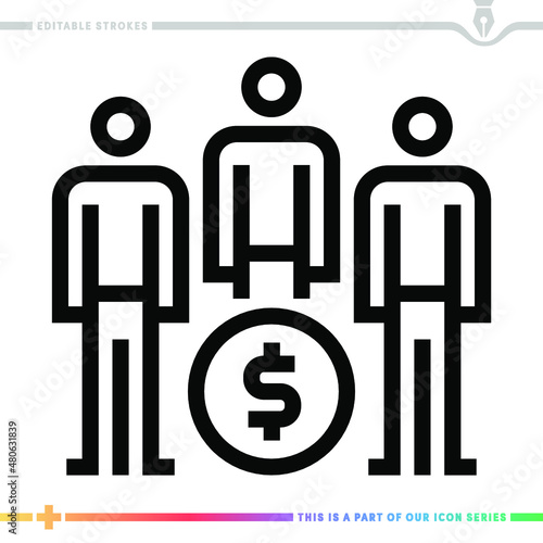 Line icon for labor productivity and compensation gap illustrations with editable strokes. This vector graphic has customizable stroke width.