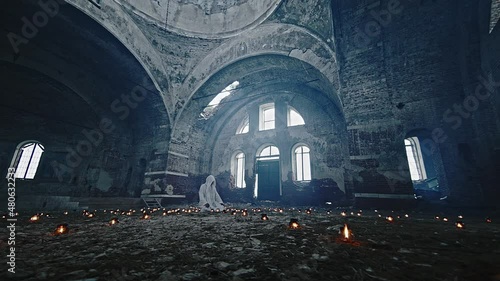 Deity in the middle of a ruined temple