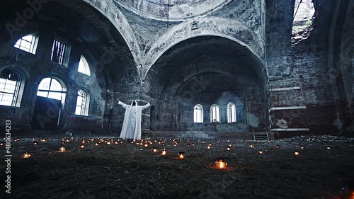 Deity in the middle of a ruined temple