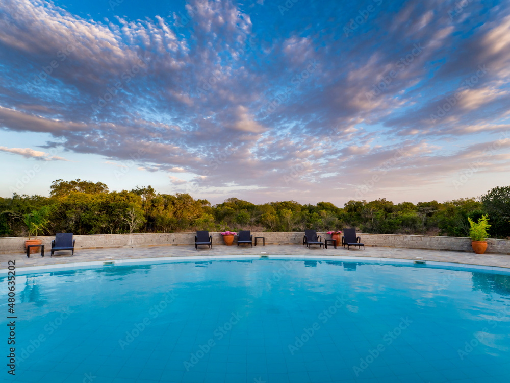 East Africa, Kenya, swimming pool and sky