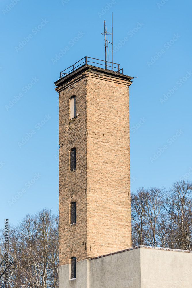 Fire drill tower on a sunny winter day, Talsi, Latvia