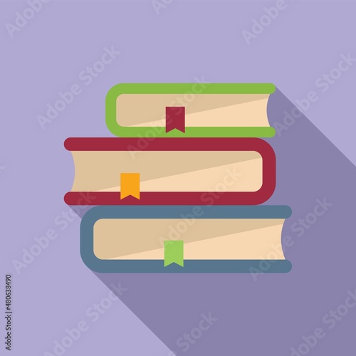 Exam book stack icon flat vector. Final study