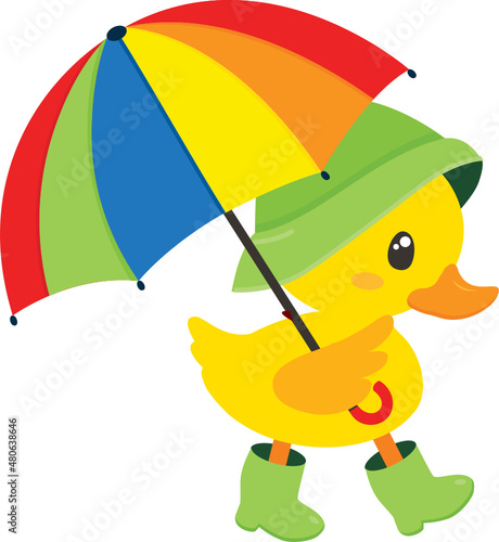 Duck with Rainbow Umbrella