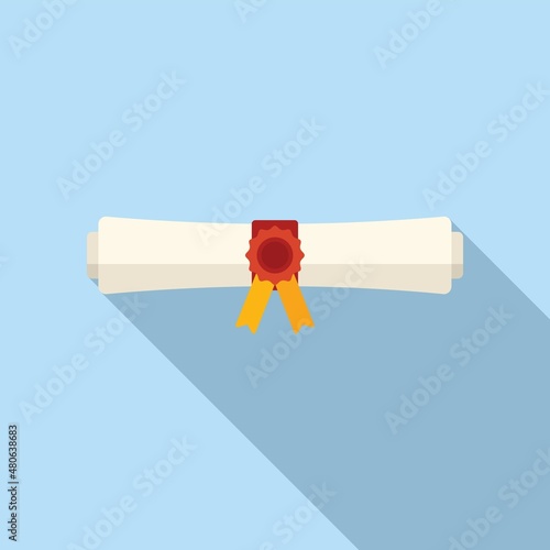 Diploma roll icon flat vector. Test study