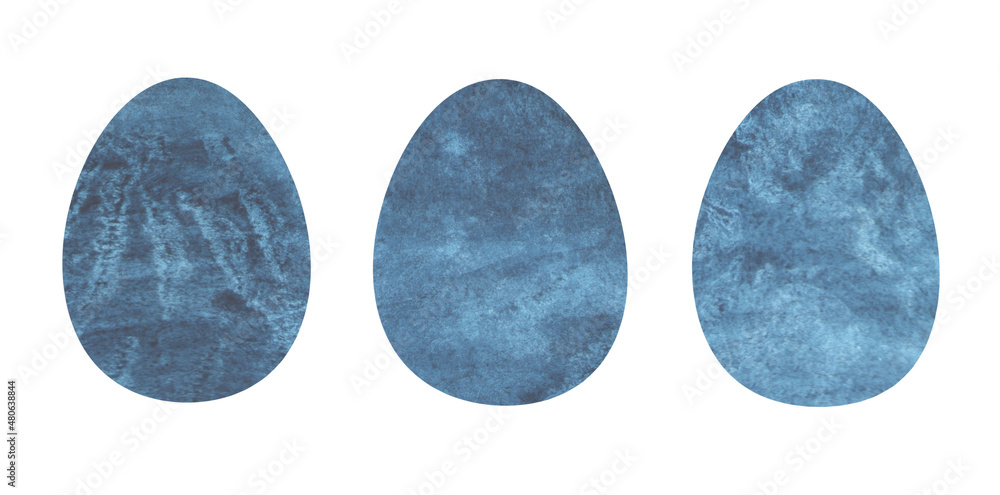 Easter eggs watercolor set. Easter clipart in blue colors. Happy Easter. Easter eggs watercolor set. Easter clipart in blue colors. Happy Easter.