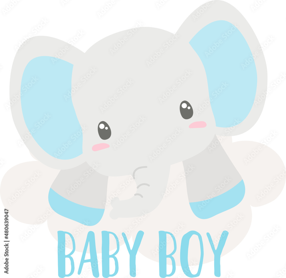 Obraz premium Baby Shower Elephant Blue Boy