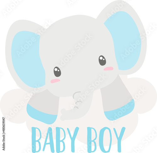 Baby Shower Elephant Blue Boy