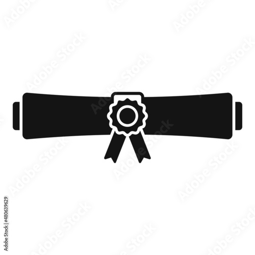 Diploma roll icon simple vector. Test study