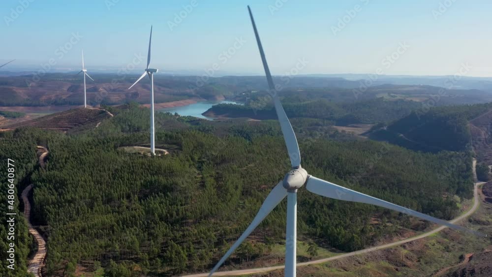 Generating clean green electricity from wind turbine generators in the Portuguese mountainous area. South of Portugal. Generating clean green electricity from wind turbine generators in the Portuguese mountainous area. South of Portugal.