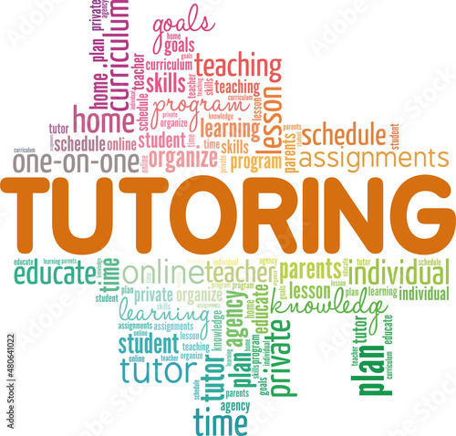 Tutoring conceptual vector illustration word cloud isolated on white background.