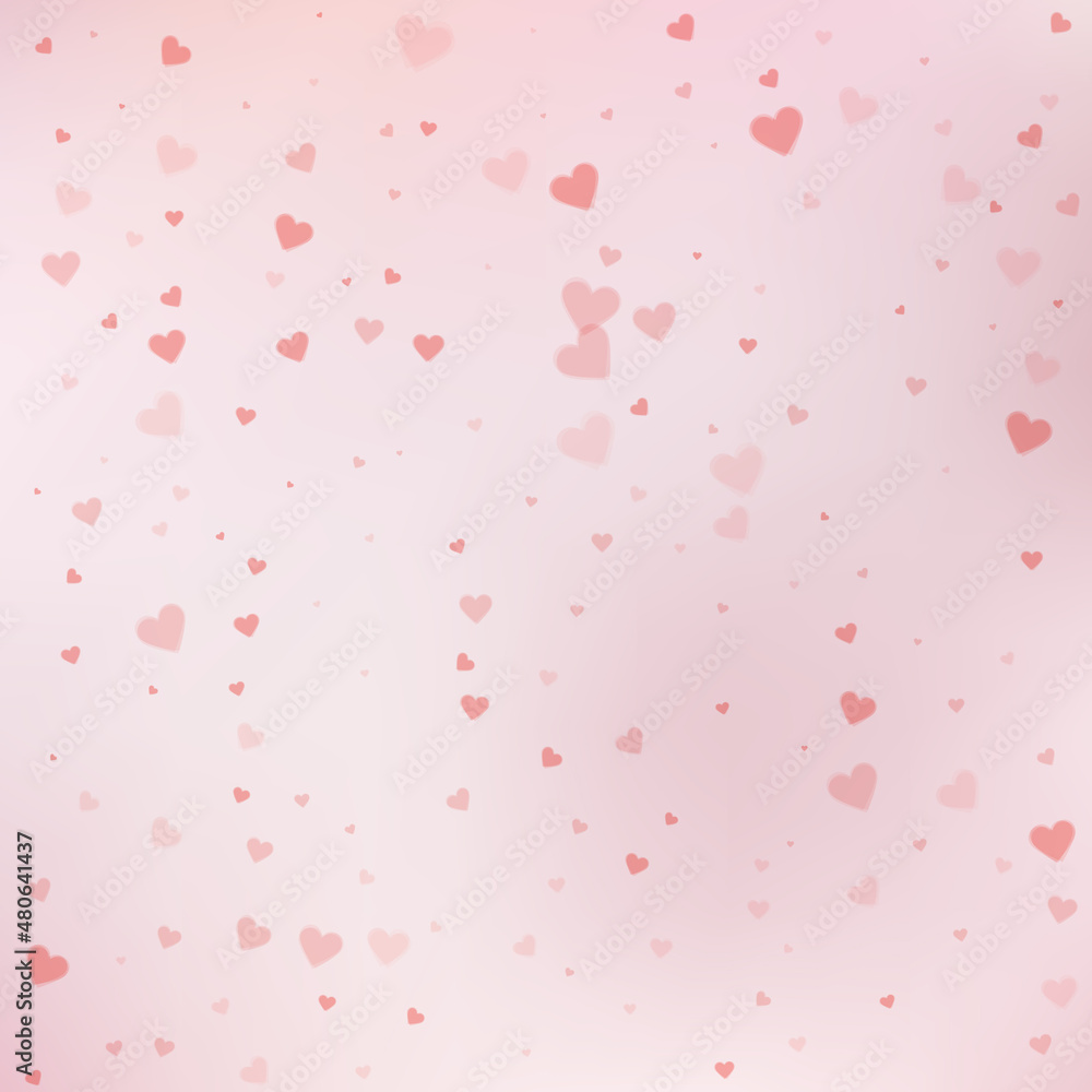 Red heart love confettis. Valentine's day falling