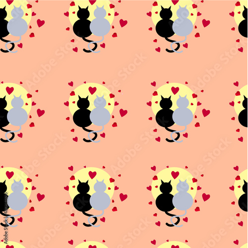   ats in love pattern on a gentle coral-pink background with hearts