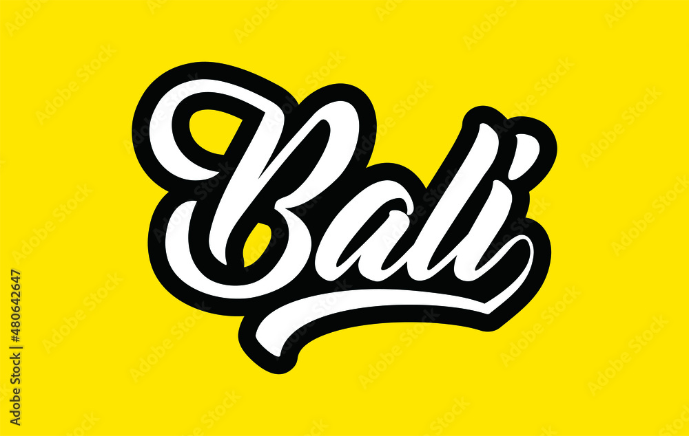 Lettering logo Bali on yellow background. Lettering logo Bali on yellow background.