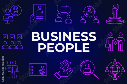 Set of Business People icon. human resources, office management pack symbol template for graphic and web design collection logo vector illustration