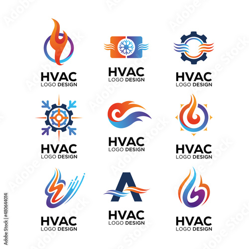 A set of HVAC logo design, refrigeration and air conditioning for your company