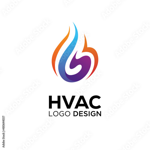 HVAC logo design for heating ventilation and air conditioning company