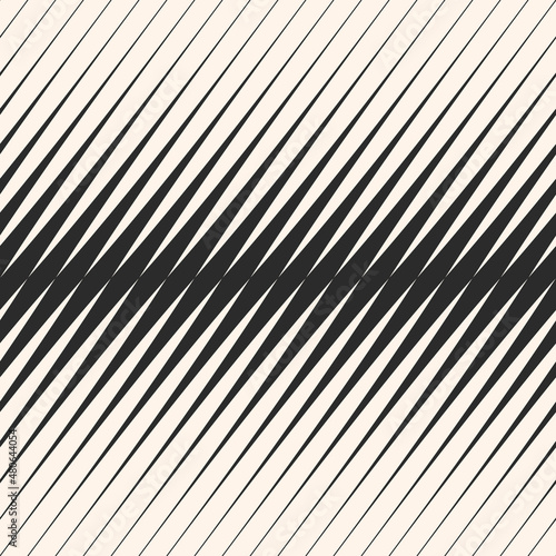 Halftone vector seamless pattern. Abstract geometric diagonal lines half-tone background. Black and white slanted stripes. Gradient transition effect texture. Modern graphic monochrome repeat design