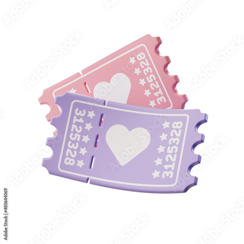 3d render illustration of a pair of different colored tickets
 (ID: 480644069)