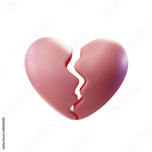 3d render illustration of  broken heart in two parts (ID: 480644082)