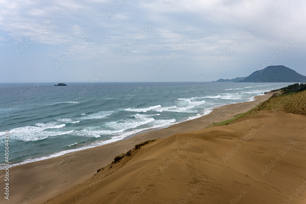 Storm Approaching Tottori Sand Dune Coastline, Japan