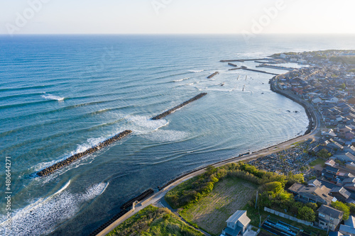 Mikuriya on Daisen Tottori Coastline, Aerial View of Sea of Japan  photo