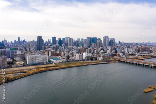 Osaka City Aerial View  Large City in Kansai Japan