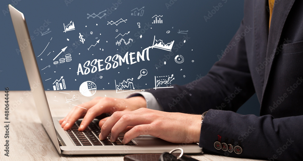 Businessman working on laptop, business concept Businessman working on laptop, business concept