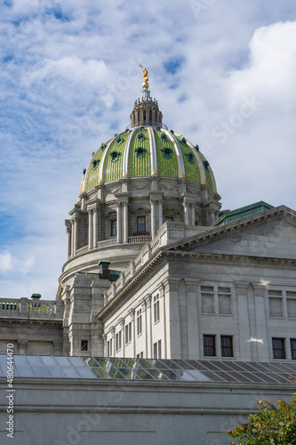 Autumn morning light on the Pennsylvania State Capitol in Harrisburg, Pennsylvania.