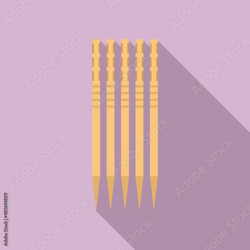 Wood toothpick icon flat vector. Pick stick