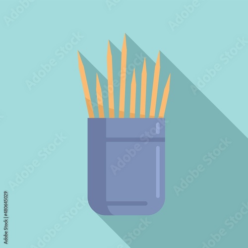 Food toothpick icon flat vector. Tooth pick