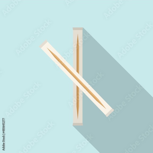 Dental toothpick icon flat vector. Tooth pick