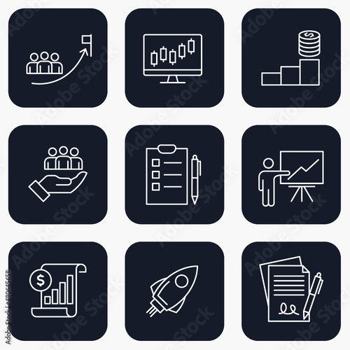 Set of Business Plan icon. Business Management pack symbol template for graphic and web design collection logo vector illustration
