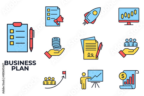 Set of Business Plan icon. Business Management pack symbol template for graphic and web design collection logo vector illustration