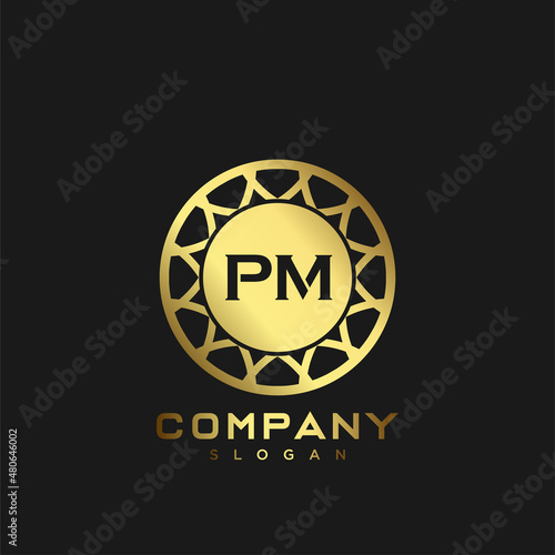 PM Premium monogram letter initials logo. minimalist symbol icon vector design. Luxury logotype Template.