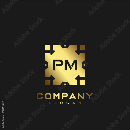 PM Premium monogram letter initials logo. minimalist symbol icon vector design. Luxury logotype Template.