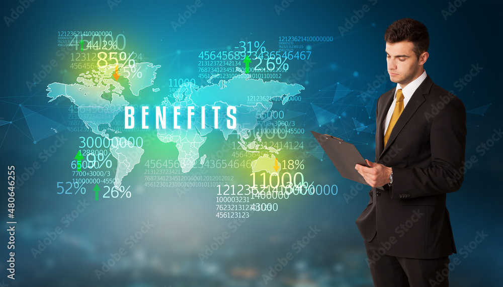 Businessman thinking about market concept Businessman thinking about market concept