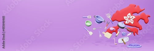 Photography 3d rendering of kitchen utensils usage in Hongkong for data display