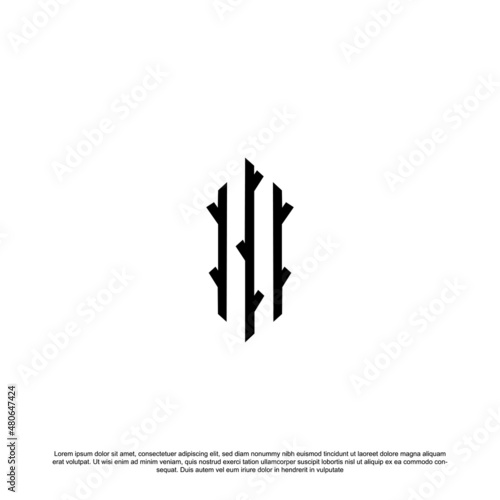 simple minimal bamboo logo design. Three bamboo logo for your brand or business 