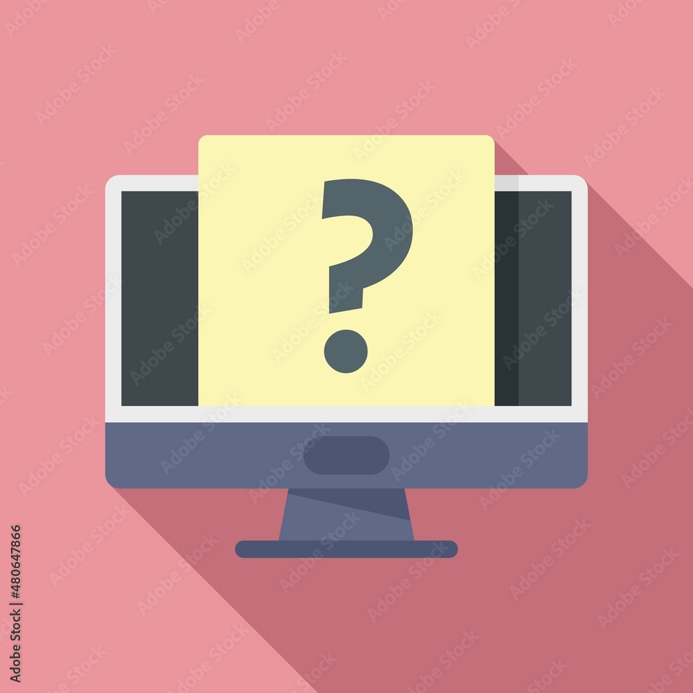 Computer request icon flat vector. Online form Computer request icon flat vector. Online form