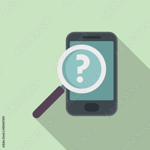 Smartphone search icon flat vector. Document request
