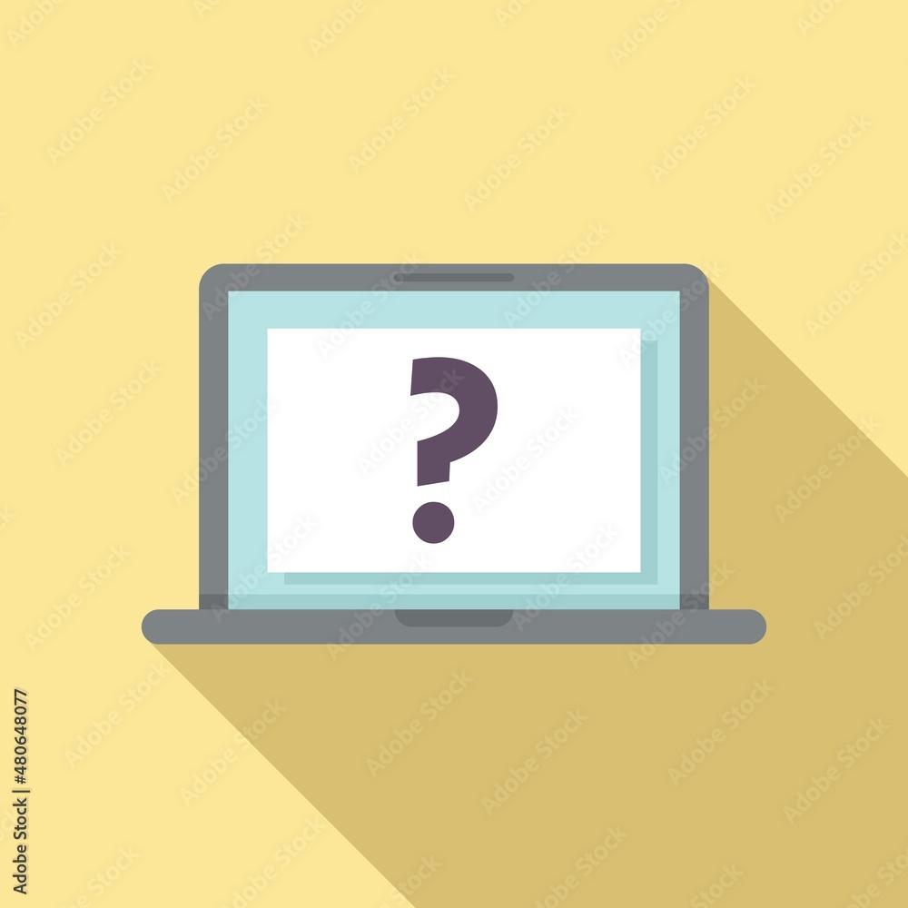 Laptop request icon flat vector. Document form Laptop request icon flat vector. Document form