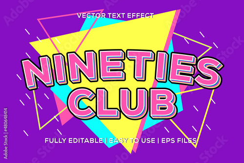 nineties club vector text effect fully editable