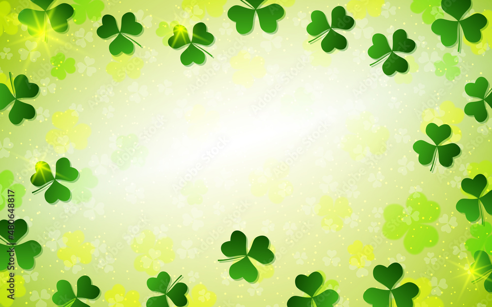 St.Patrick's Day blurred vector background with clover leaves and light effects St.Patrick's Day blurred vector background with clover leaves and light effects