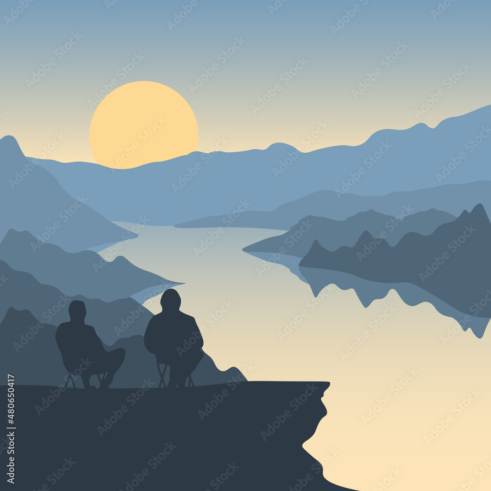 Photography A man by a mountain river