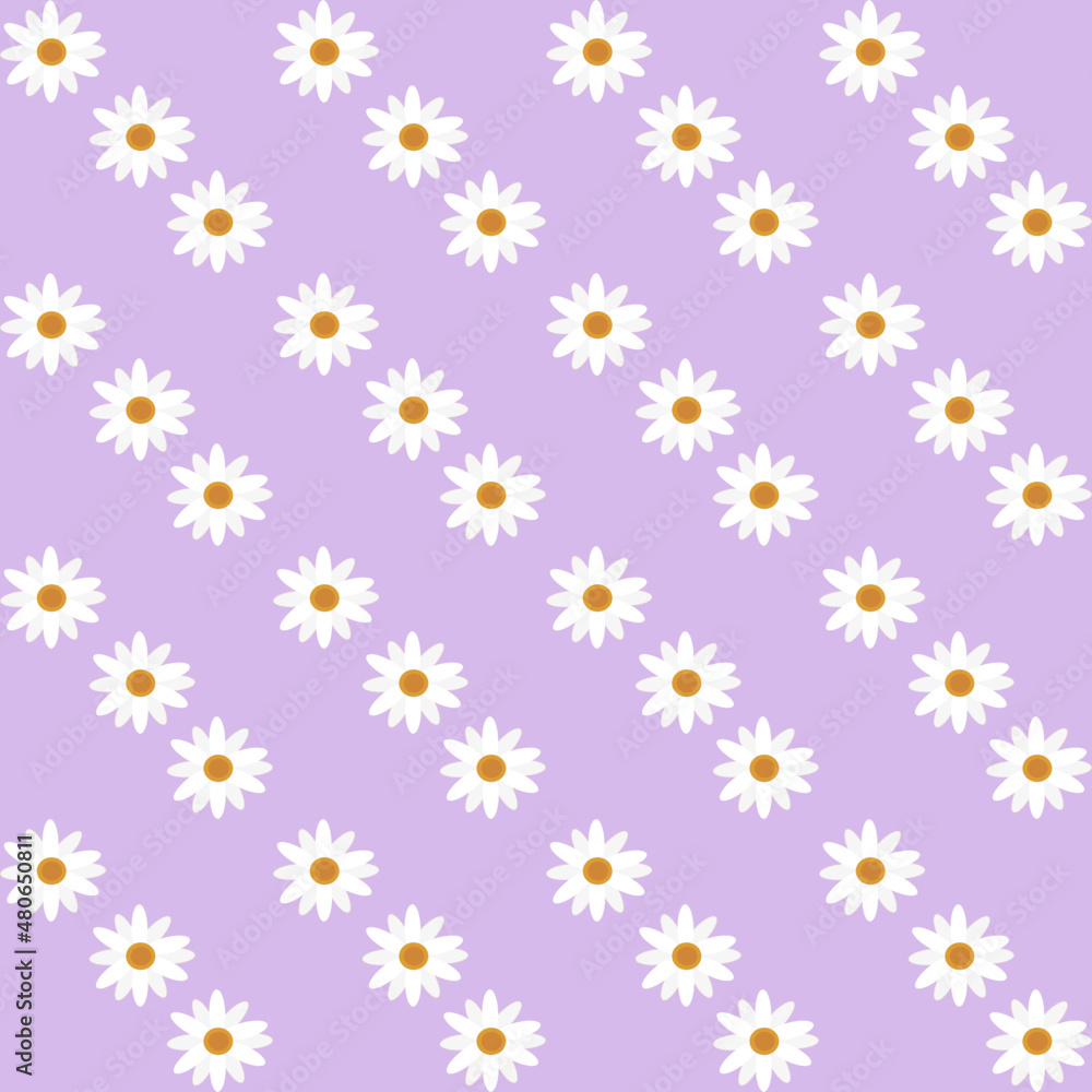 A set of white flowers on purple background seamless pattern design for decorating, wallpaper, wrapping paper, fabric, clothing, backdrop and etc.