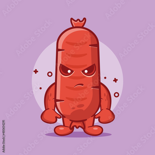 mad sausage food character mascot isolated cartoon in flat style design photo