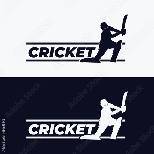 Cricket player logo design template