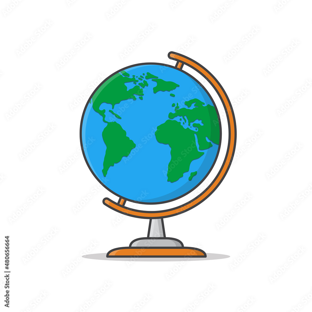 Globe Vector Icon Illustration. Flat Planet Earth Icon. World Map Globe Vector Icon Illustration. Flat Planet Earth Icon. World Map