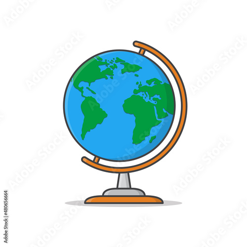 Globe Vector Icon Illustration. Flat Planet Earth Icon. World Map